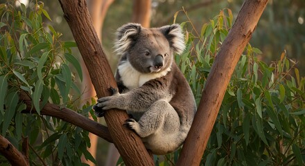 Fototapeta premium Koala Sitting on Tree Branch