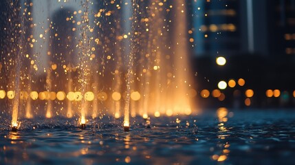 Obraz premium water droplets sparkling in the air as the Dubai Fountain reaches its peak height.