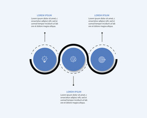 3 steps infographic template with 3 options. Flowchart that can be used for business report, data visualization and presentation. Timeline infographic elements vector illustration.