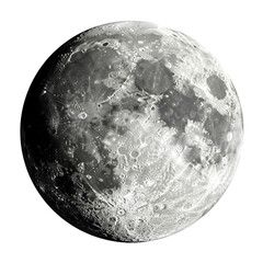 Moon 3D render isolated on white background