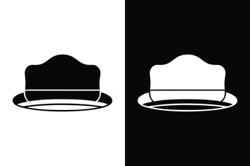 Straw Hat Vector Design. Black and White Silhouette for Fashion or Travel