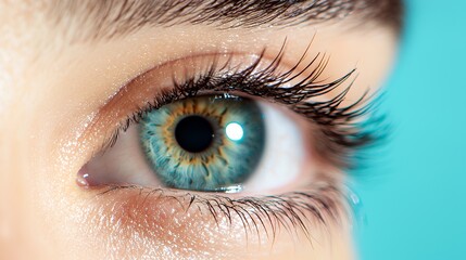 Obraz premium Close up teal eye with golden iris detail