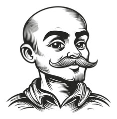 Obraz premium Vintage Engraved Portrait of a Man with a Mustache