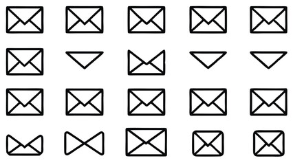 Collection of Hand Drawn Envelope Icons and Variations