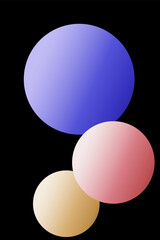 Colorful circles, abstract art on black background, design element for website, banner or print