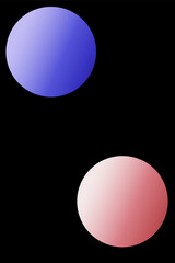 Several colored circles with gradient. figures on black background. design elements. geometry. color stretch. minimalism