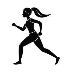 jogger silhouette ponytail vector