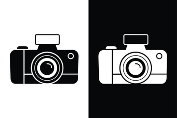 Flat Style Camera Icon. Photography Vector Silhouette Illustration