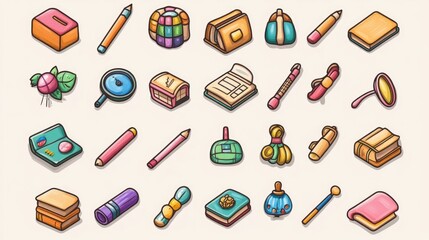 Back-to-school icon set with 50 different vector icons related to education