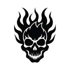 flaming tribal skull vector