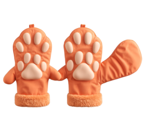 Delightful Duo, An Illustration of Adorable Oven Mitts Shaped Like Animal Paws, Ready to Protect Your Hands from the Heat with a Touch of Whimsy