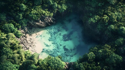 Secluded Lagoon in Lush Tropical Paradise