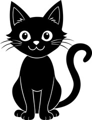 black and white cat vector