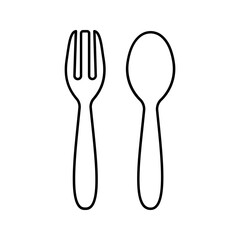 spoon and fork icon color editable on white background