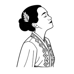Indonesian Woman With Wearing Kebaya Illustration