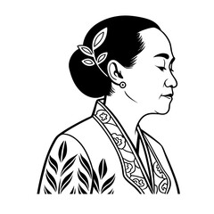 Indonesian Woman With Wearing Kebaya Illustration