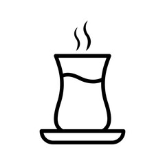 Turkish tea icon color editable on white background