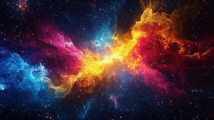 A cosmic abstract explosion with deep space colors and radiant energy bursts.