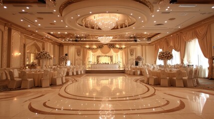 Obraz premium Grand Ballroom Wedding Reception Venue: Elegant Decor, Lavish Setting