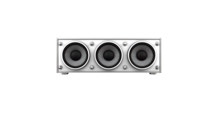 Highfidelity audio experience, powerful speakers on a sleek black background powerful