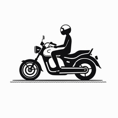 Obraz premium Motorcycle Rider in Motion on Black and White Background 