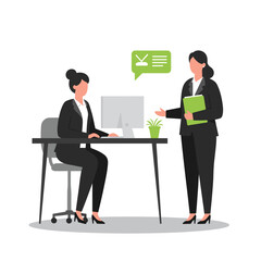 Female banker discussing with client in modern office setting  