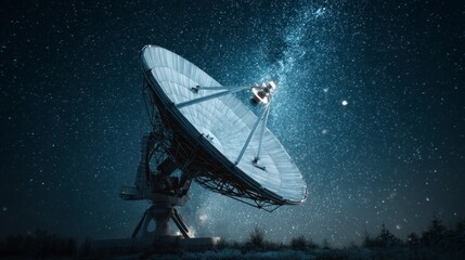 Observatory Telescope Pointing at Starry Night Sky
