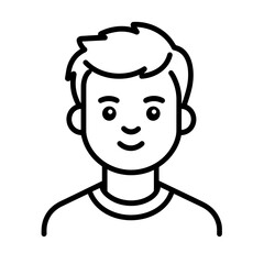 Fototapeta premium Minimalist line art illustration of a smiling young boy 