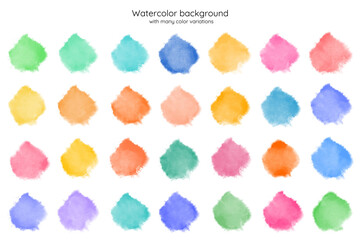 ベクター素材_たくさんのカラーバリエーションの水彩ブラシ背景コレクション