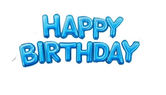 blue balloon text of Happy Birthday on the transparent background Png format