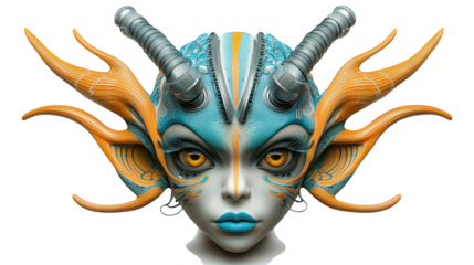 Mystical fantasy portrait, woman with ornate horns, a captivating depiction of power and beauty