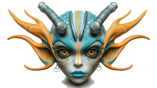 Mystical fantasy portrait, woman with ornate horns, a captivating depiction of power and beauty