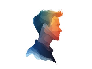 Man's profile, a colorful geometric design portrait abstract art and vibrant illustration