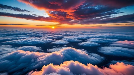 Sunset Over a Sea of Clouds with Vibrant Sky and Warm Light