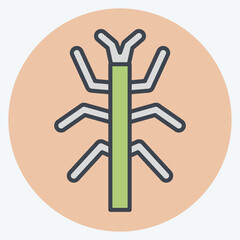Fototapeta premium Icon Bug Stick. related to Insects symbol. color mate style. design editable