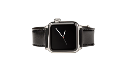 Sleek black leather smartwatch, a modern timepiece for the techsavvy