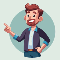 Obraz premium Happy man pointing into a blank copy space spot with two hands
