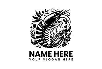 Obraz premium Stylized Shrimp Vector Graphic. Modern Seafood Design