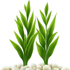 Obraz premium Lush Green Plant Illustrations on a Stone Background Design