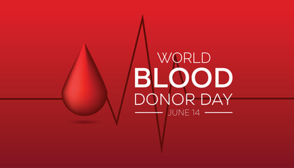 June is World Blood Donor Day. Vector template Design for banner, greeting card, poster, prints, social media post ,flyer , T shirt with background.