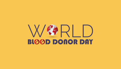 June is World Blood Donor Day. Vector template Design for banner, greeting card, poster, prints, social media post ,flyer , T shirt with background.