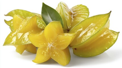 Pile of bright yellow starfruit crisp jui-2 - organic starfruit image exotic