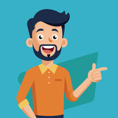 Obraz premium Happy man pointing into a blank copy space spot with two hands