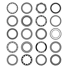 Set of circle frame line art vector