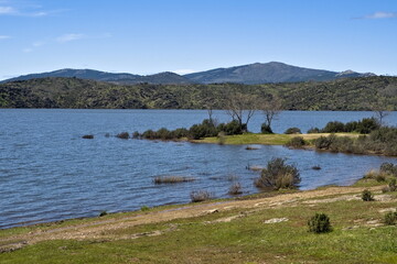 detail of alcorlo reservoir in the spanish province of guadalajara