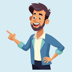 Happy man pointing into a blank copy space spot with two hands