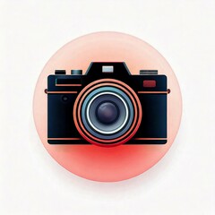 Fototapeta premium Illustration Retro Camera icon logo black color with isolated white background