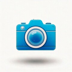 Illustration Retro Camera icon logo blue color with isolated white background