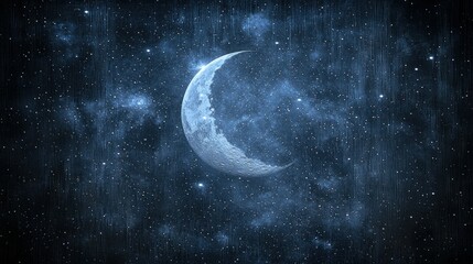 Fototapeta premium Crescent moon in a starlit night sky