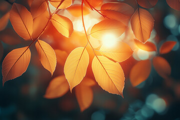 Fototapeta premium Foliage with Light Leaks: A close-up of foliage with artistic light leaks or lens flares, creating a dreamy and ethereal atmosphere that enhances the natural beauty